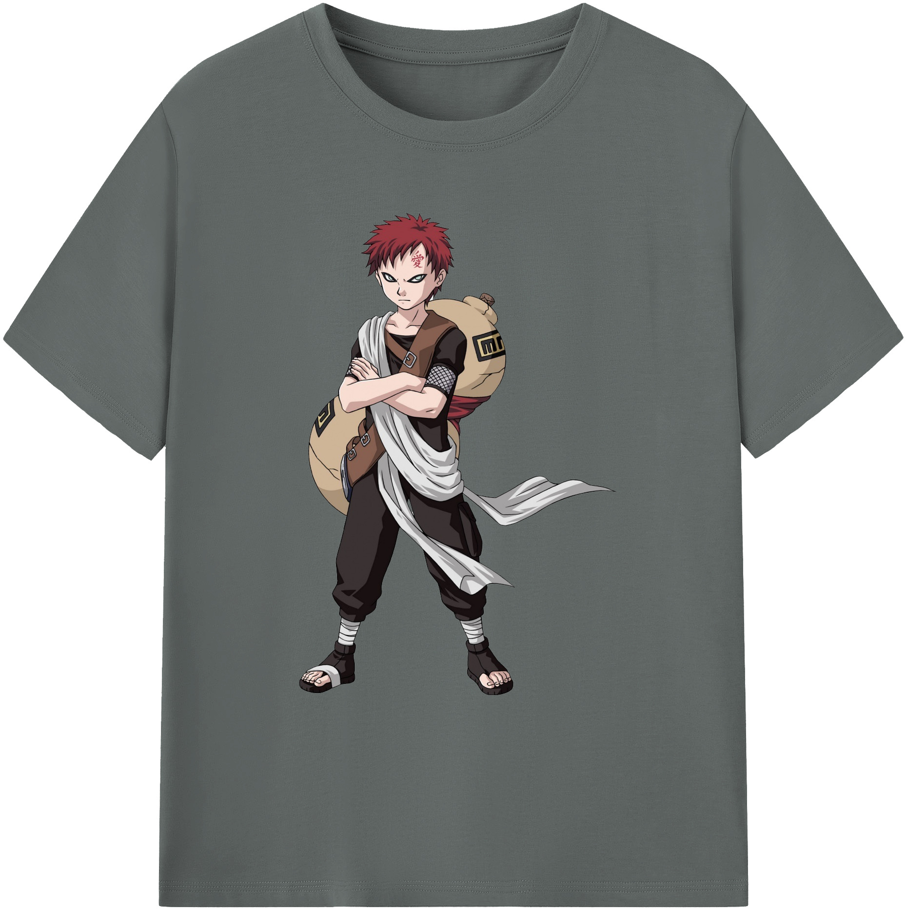 （画像用） NARUTO -ナルト- ガアラ Gaara 綿100％ メンズ半袖Tシャツ｜肌触りやわらか＆通気性
